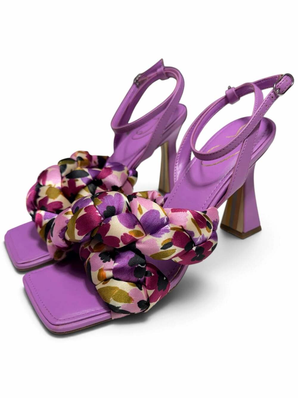 Sam Edelman Courtney Purple Floral Braided Block Heel Sandals Size 9